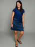 The Relaxed Tee - Blue Shibori / Blue Pinstripe